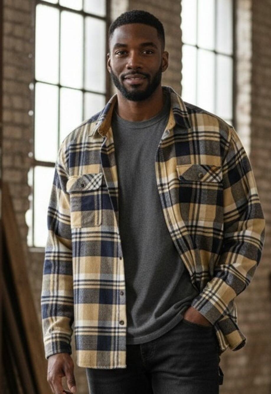 Legendary Whitetails Buck Camp Flannel Shirt Corduroy Trim Plaid 2XT Tall